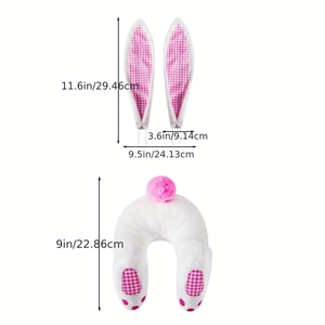 Osterhasen Ohren und Schwanz Deko-Set mit rosa Karomuster und Größenangaben