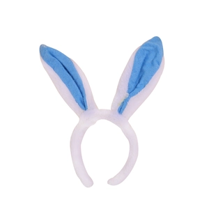 Serre-tête oreilles de lapin en peluche bleu et blanc pour fête de Pâques et déguisement