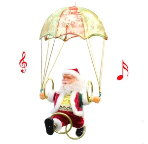 Détail du Père Noël électrique avec parachute et anneau pour décoration de Noël