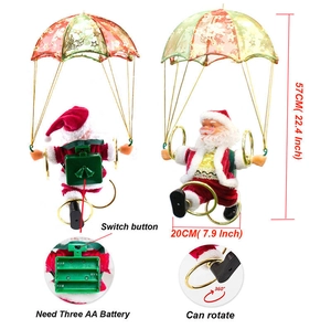 Père Noël électrique rotatif avec parachute et détails du boîtier piles 57cm haut