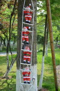 Outdoor 25cm climbing Santa Claus figures on rope ladder Christmas tree decoration