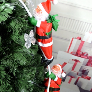 Père Noël sur corde de 25cm pour décoration de sapin de Noël et ornement mural festif