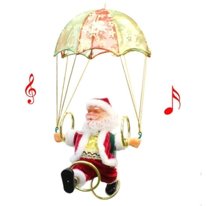 Père Noël électrique en parachute, jouet suspendu avec musique pour cadeau de Noël