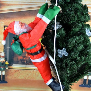 Babbo Natale Che Si Arrampica Sulla Scala Decorazione Panno Oxford Cotone PP Ornamento Natalizio per Muro Albero Interno