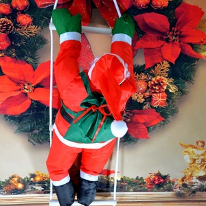 Babbo Natale da 40cm su scala di corda bianca per decorazioni natalizie per la casa
