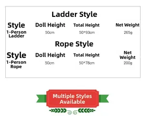 Tabella taglie per Babbo Natale arrampicante da 50cm con dimensioni e dettagli sul peso