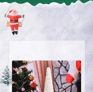 Close-up of a large white snow velvet Christmas tree tabletop decoration on a festive background