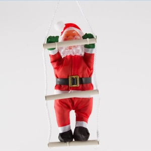 Climbing Santa Claus Christmas Decoration On Rope Ladder Oxford Cloth PP Cotton Plush Hanging Ornament For Xmas Tree Home Party Decor