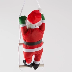 Climbing Santa Claus on a 25cm rope ladder hanging decoration for Christmas tree decor