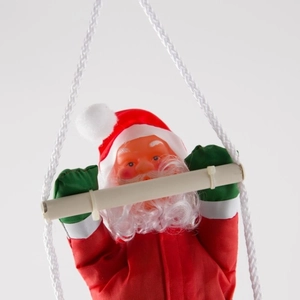 25cm Santa Claus figurine climbing white rope ladder for Christmas tree decoration