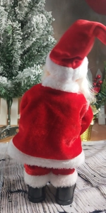 Close-up of the plush fabric and craftsmanship on the back of the Santa Claus ornament