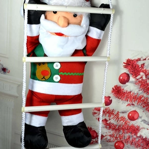 60cm climbing Santa Claus figurine on rope ladder for Christmas tree decor