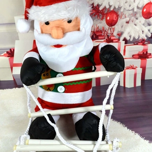 60cm climbing Santa Claus plush doll on white ladder for Christmas tree decor