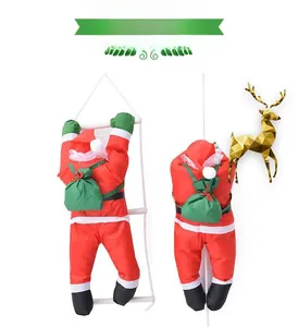 Dettaglio di due Babbo Natale di 50 cm con scala e corda per decorazioni natalizie