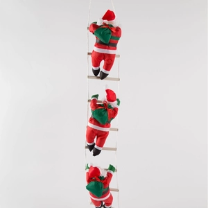 Climbing Santa Claus On Rope Ladder Multi Person Plush Hanging Ornament For Christmas Party Home Decor American Country Style
