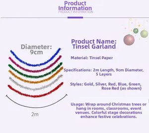 Spécifications détaillées de taille pour guirlande de fête 2m avec 5 couches cryptées