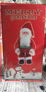 Detailed dimensions of musical Santa doll packaging, height 28cm and width 13cm