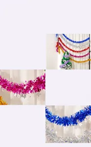 Détail de guirlande de Noël épaisse à 5 couches avec paillettes d'étoiles brillantes colorées