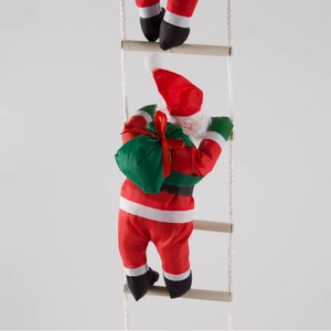25cm Santa Claus figurine climbing white rope ladder for festive Christmas hanging decor