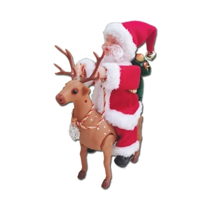 Electric Santa Claus Riding Reindeer Toy With Music LED Light Musical Moving Christmas Decoration Plastic Festive Gift For Kids