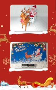 Vue détaillée du traîneau de Noël électrique avec mesure du poids affichant 440g