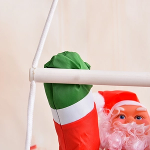 Babbo Natale che si arrampica su scala di corda 50cm decorazione natalizia sospesa