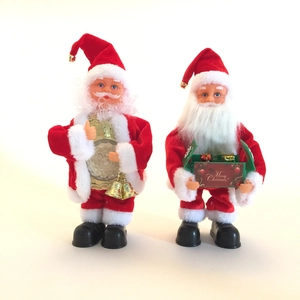 Light-up musical Christmas Santa Claus doll set with gifts and bells for holiday decor