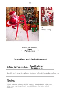 Detail of climbing Santa Claus figurines wearing masks for Christmas tree decor
