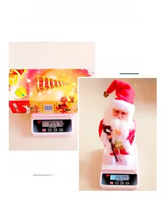 Electric Santa Claus figurine and festive gift box weight details for Christmas