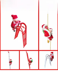 Close-up of climbing Santa Claus dolls with single ladder, double ladder and gold bead rope
