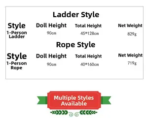 Size chart showing 90cm Christmas Santa Claus climbing ladder and rope decoration dimensions