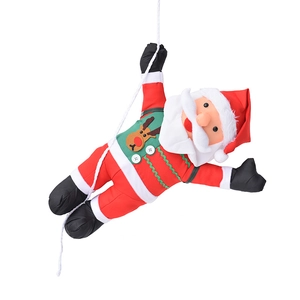 60cm Santa Claus climbing white rope outdoor festive decoration with reindeer pattern