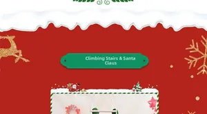 Detailed view of 90cm fabric Santa Claus climbing a rope ladder for festive decoration