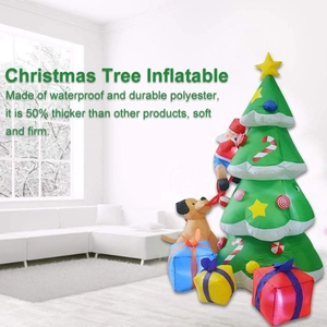 Detail of 2.1m inflatable Christmas tree with Santa climbing and waterproof polyester fabric