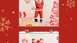 90cm fabric climbing Santa Claus on rope ladder for Christmas tree and home wall decoration