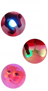 Detail of electric Santa Claus with glowing staff, shoes and head for Christmas decor