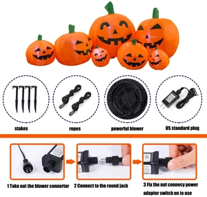 7-in-1 inflatable pumpkin decor kit with powerful blower, stakes and US plug set