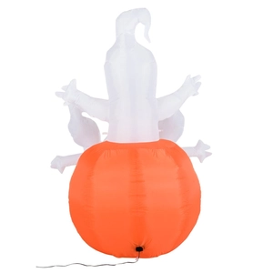 Inflatable Halloween decoration featuring a large orange pumpkin and a spooky white ghost
