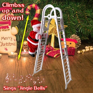 Jouet Père Noël Grimpeur Électrique Amélioré Avec Musique Échelle à Double Rail Pour Décoration De Noël Intérieur Cadeau Enfant