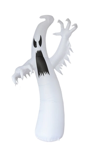Detail of inflatable Halloween ghost with pumpkin head and scary facial expression