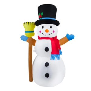 Pupazzo di Neve Gonfiabile di Natale Con Luci Colorate Rotanti a LED Poliestere Decorazione per Giardino Esterno Festa