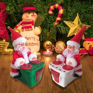 Poupée Père Noël DJ Électrique Jouet Tambour Avec Musique Lumière Décoration De Noël Ornement De Bureau Cadeau Pour Enfants
