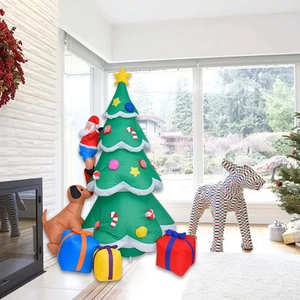 Detail of 2.1m inflatable Christmas tree with Santa Claus climbing and gift box ornaments