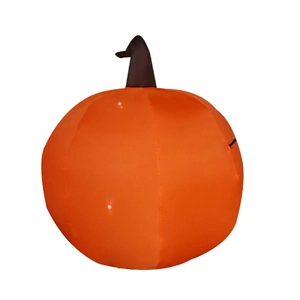 Inflatable 1.2m orange Halloween pumpkin decoration with brown stem on white background
