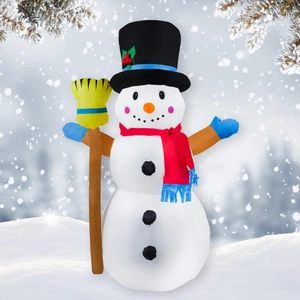 Pupazzo di neve gonfiabile da 1,2 m con luci a LED e scopa per decorazione natalizia esterna