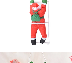 Detailed view of 90cm Santa Claus figurine climbing a rope ladder for Christmas decor