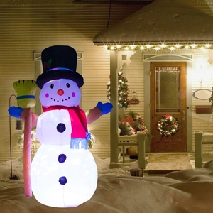 Pupazzo di neve gonfiabile da 1,2m con luci LED e scopa per decorazioni da giardino