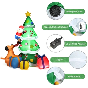 Detailed view of the waterproof fan and UL-certified power adapter for Christmas inflatables