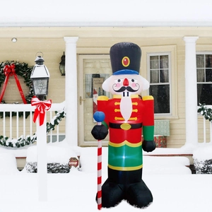 Giant 2.4m inflatable Christmas nutcracker soldier with LED lights for outdoor decor