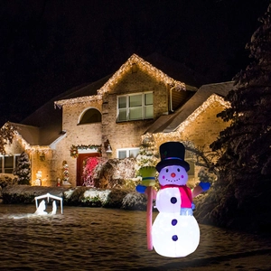 Pupazzo di neve gonfiabile da 1,2 m con luci LED rotanti per decorazioni natalizie esterne